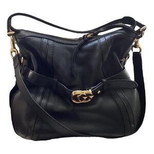 Gucci Black Shoulder Bag with Gold Hardware and Adjustable Straps